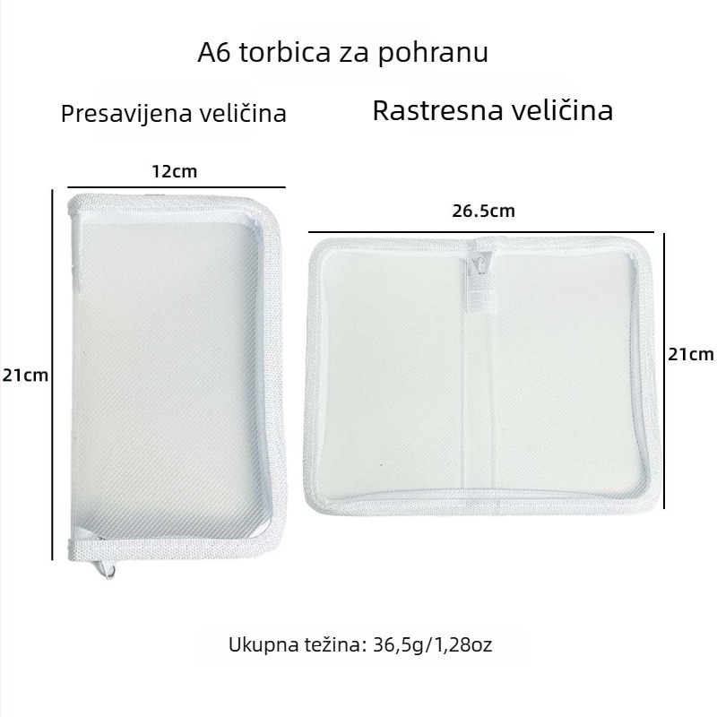 A6 prozirna skladišna torba s twill uzorkom, za naljepnice i materijale za bilježnicu, minimalistički dizajn, velik kapacitet