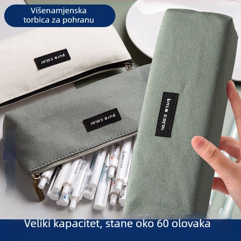 Minimalistički platneni etui za olovke sa zatvaračem na zip, velik kapacitet, za učenike, mogućnost otiska logotipa