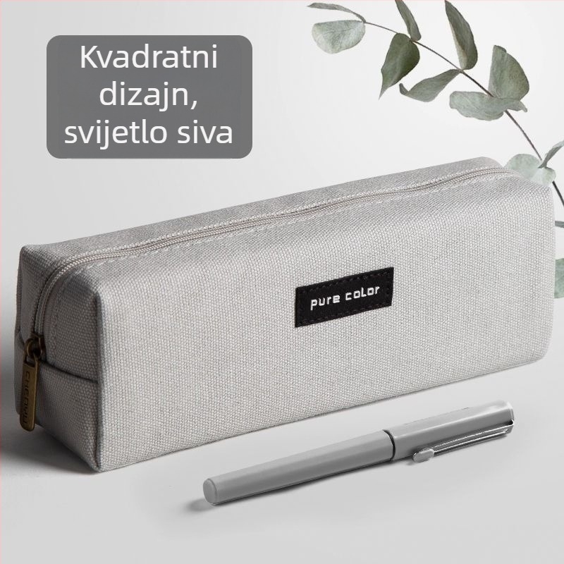 Minimalistički platneni etui za olovke sa zatvaračem na zip, velik kapacitet, za učenike, mogućnost otiska logotipa