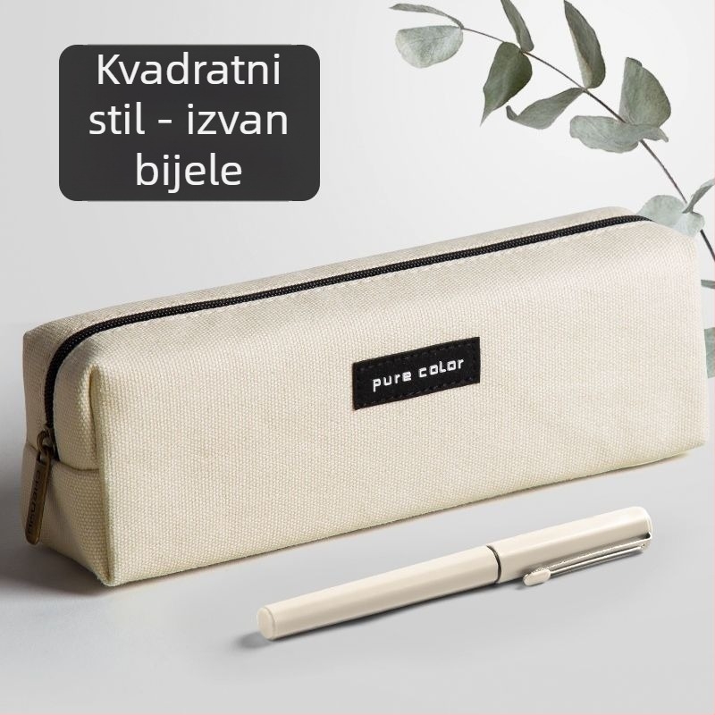 Minimalistički platneni etui za olovke sa zatvaračem na zip, velik kapacitet, za učenike, mogućnost otiska logotipa