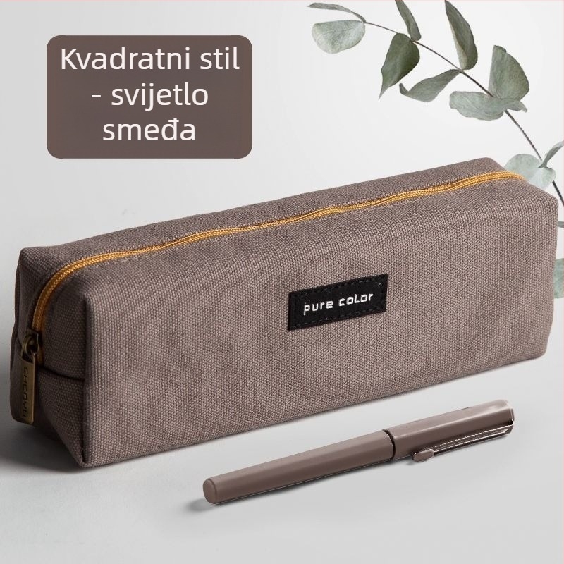 Minimalistički platneni etui za olovke sa zatvaračem na zip, velik kapacitet, za učenike, mogućnost otiska logotipa