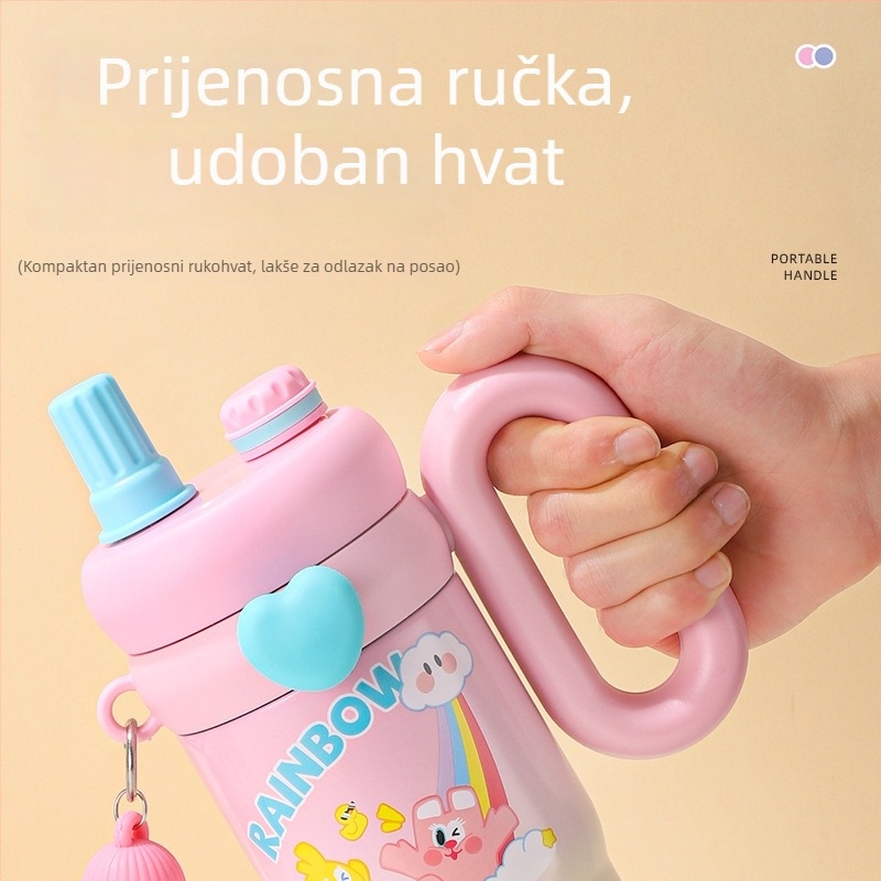 Izolirana čaša s crtanim zekom, držač za automobil, 316 nerđajućeg čelika, prijenosna