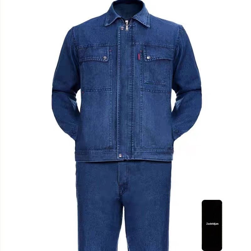 Denim radni komplet za muškarce i žene, pojačani zavarivački kombinezon za tvornicu, gradilište, popravak automobila i električarsku radionicu
