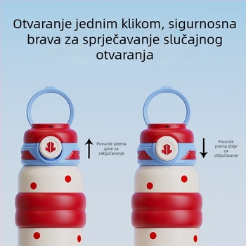 Izolirana čaša velikog kapaciteta s unutarnjom posudom od 316 nerđajućeg čelika, vanjski korpus od 304 nerđajućeg čelika, dvostruki poklopac za piće, čajni infuzor, prijenosna za vanjsku upotrebu