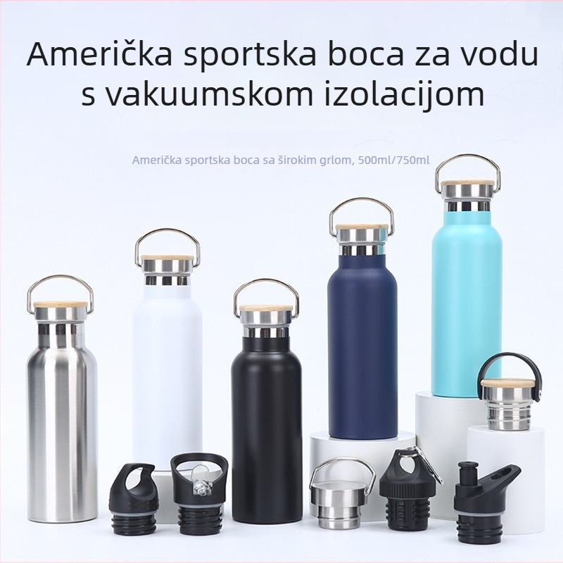 Termos od nehrđajućeg čelika 304, širokog otvora, američkog stila, dvostruka stijena s vakuum izolacijom, prenosan za planinarenje