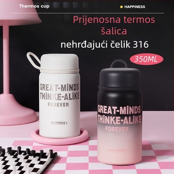 316 nehrđajući čelik mini termos za djecu, prenosiv s užetom za nošenje, sladak dizajn, čaj-voda odjeljiva čašica za učenike