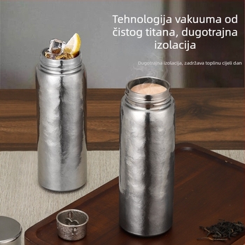 Premium čaša od čistog titana s dvostrukim stijenkama i vakuum izolacijom, prenosna