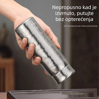 Premium čaša od čistog titana s dvostrukim stijenkama i vakuum izolacijom, prenosna