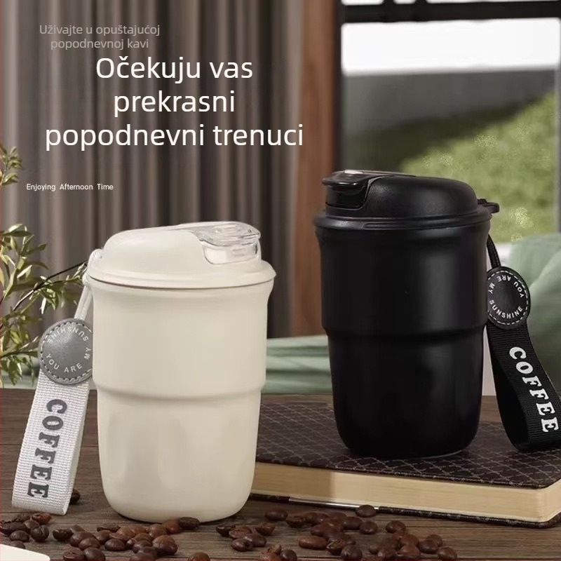 Čaša-termos od nehrđajućeg čelika 316 s vakuum izolacijom za žene, elegantna i prenosna za kavu