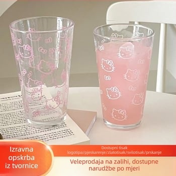 Slatka karikatura staklena čaša za vodu, otporna na visoke temperature, pogodna za mlijeko ili kavu, kružnog oblika, bez držača