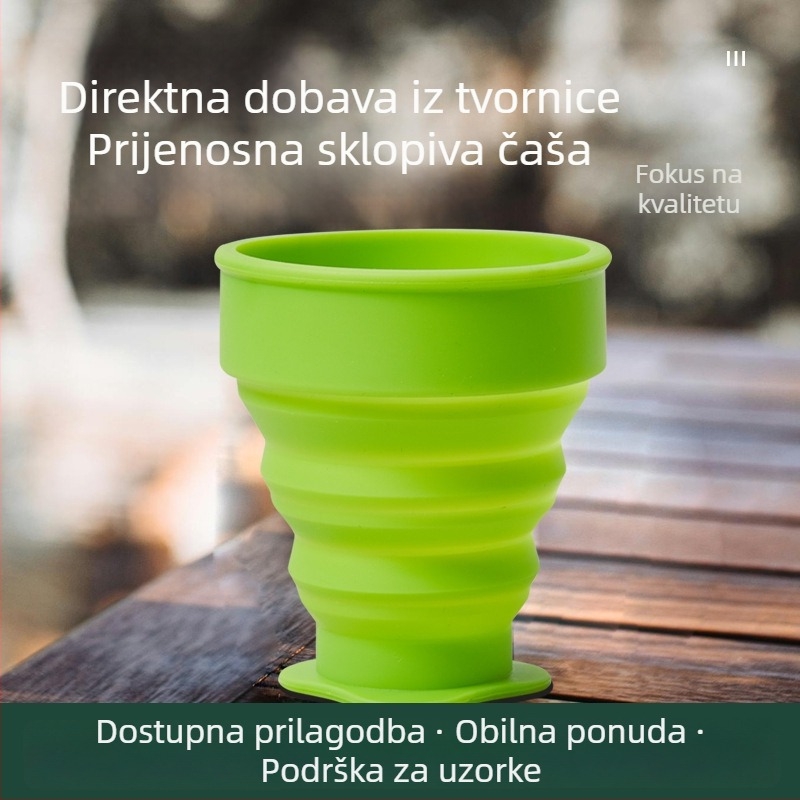 Sklopiva silikonska čaša za putovanja, teleskopskog dizajna, za vodu i čaj