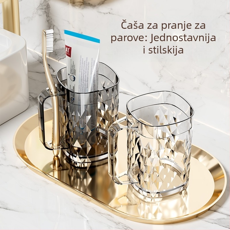 Prozirna luksuzna kupaonska čaša za vodu za usta i četkice za zube, s držačem i pretincima za četkice