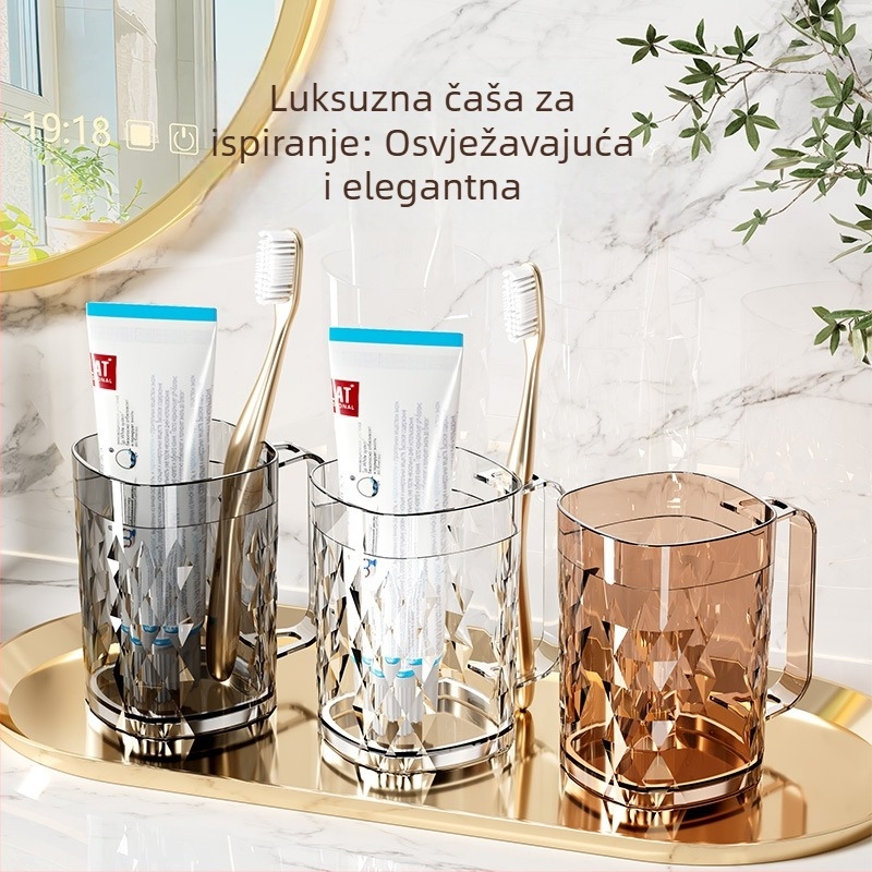 Prozirna luksuzna kupaonska čaša za vodu za usta i četkice za zube, s držačem i pretincima za četkice