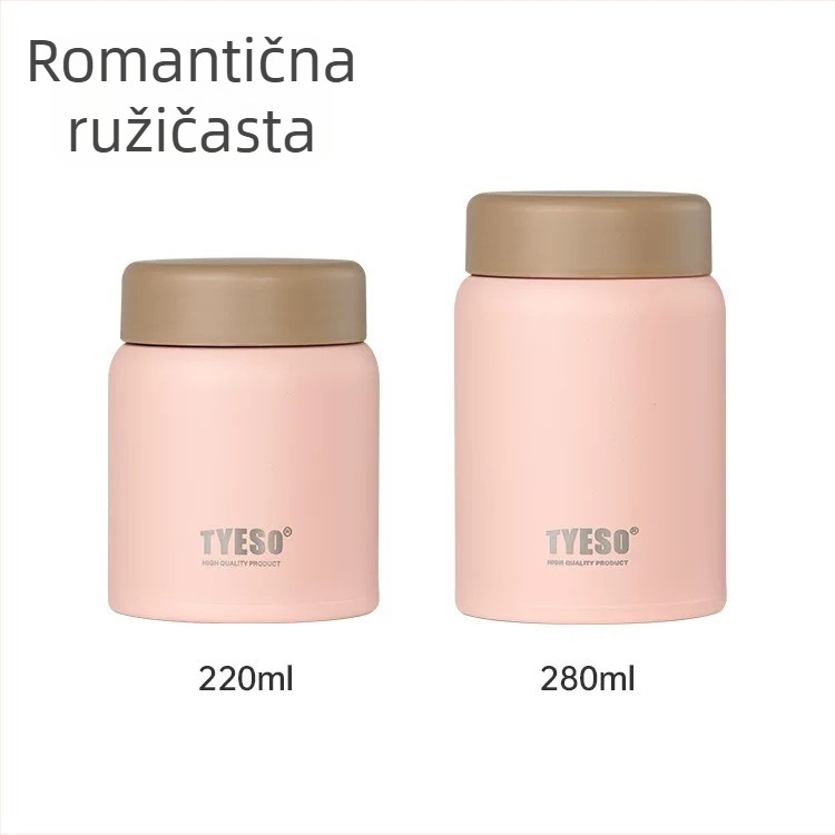 TYESO mini termos šalice, prenosna, od nehrđajućeg čelika 304, toplinsko izolirana 6–12 sati, moderna kompaktna boca za vodu