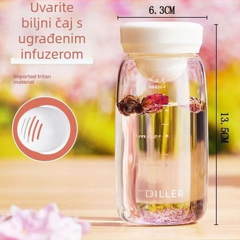 Slatka mini plastična čaša s mjernom skalom, prijenosna, mala kapaciteta, jednostavan dizajn, trendična šalica za čaj
