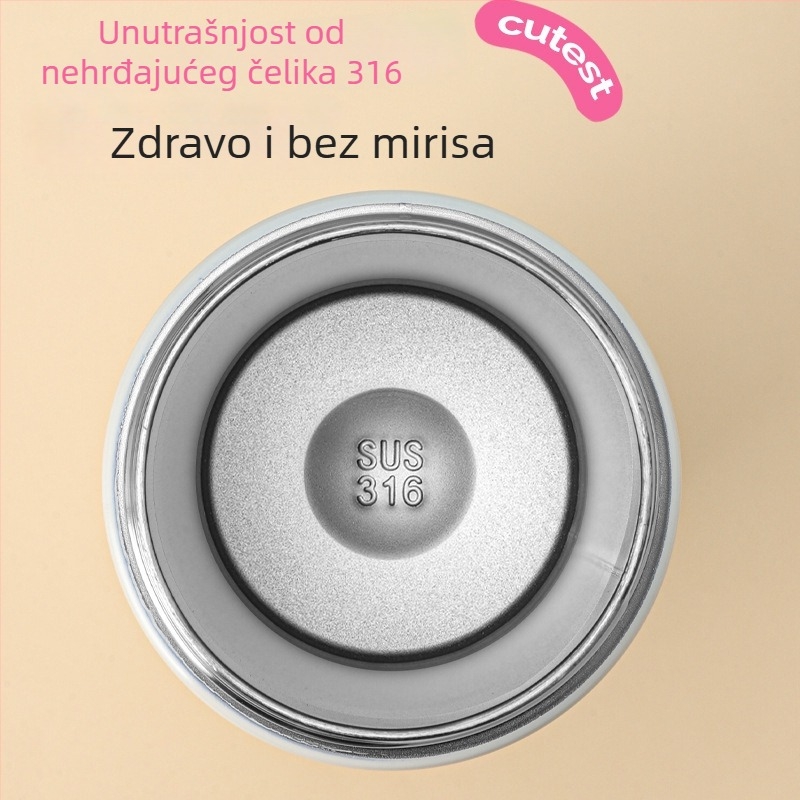 Novi karikaturistični termos s plutajućom kuglom, 316 nehrđajući čelik, slamka, prijenosno, dvostruka upotreba