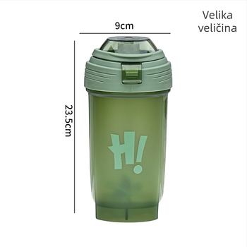 Shaker čaša od PP, plast za hranu, otporna na visoke temperature, velikog kapaciteta, za sport i putovanja, s mogućnošću prilagodbe logotipa