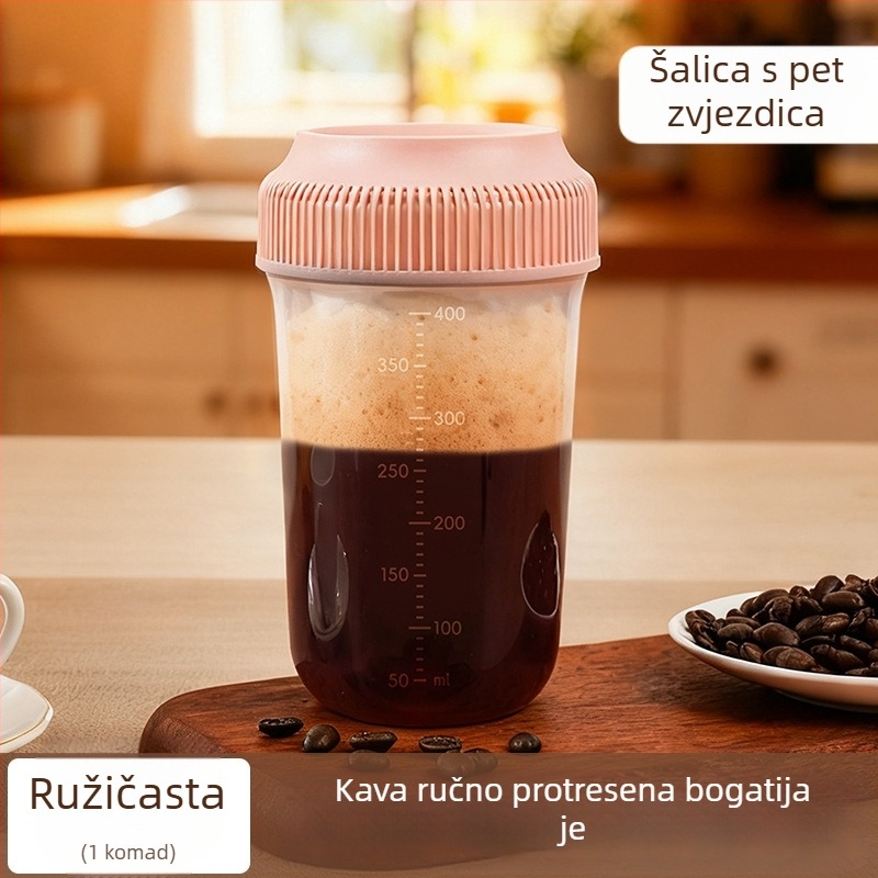 Prenosna shaker čaša s mjeračem za domaća pića, šalica za kavu, ručno mućkani milkshake čaša, velika kapaciteta proteinskog napitka za fitness, elegantan dizajn