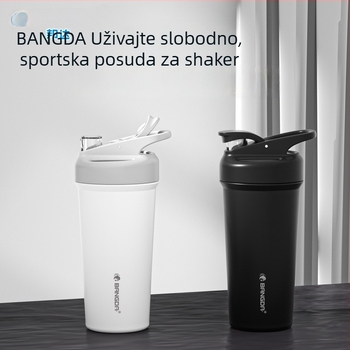 Bangda shaker od nehrđajućeg čelika 316 za fitness, s mjernom skalom, velik kapacitet, vakuumska izolacija za miješanje proteina