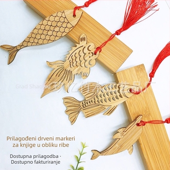 Bambusni bookmark sa zlatnom ribicom, kineskog stila, kulturno-kreativni ručni radovi, lasersko graviranje i rezanje, suvenir za kampuse i turističke atrakcije