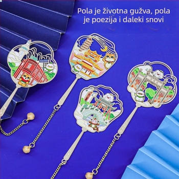 Metalni označivač stranica u obliku fan-stila, kineskog dizajna, putnički i kulturni suvenir