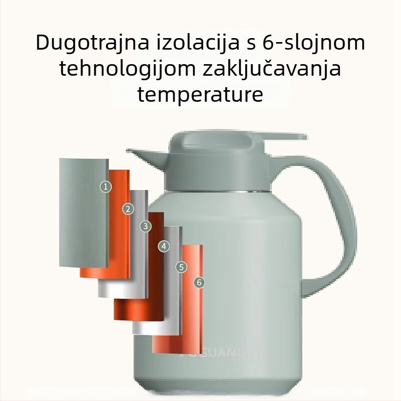 Fuguang stolni termos od nehrđajućeg čelika 304, veliki kapacitet, za kućnu upotrebu, prijenosna posuda za infuziju čaja, zadržava toplinu, 2000 ml