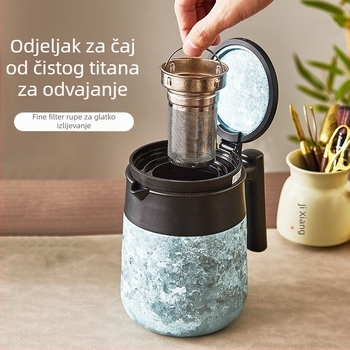Domaći titanijski izolirani lonac s velikim kapacitetom; čajnik s odjeljivanjem čaja i vode; titanijski lonac za čaj i kavu