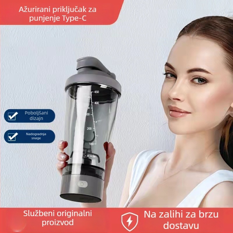 Električni šejker za fitness, čaša šejk za proteinski prah i milkshake, potpuno automatsko miješanje, Tritan čaša za vodu s logom