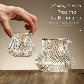 Ručna šalice za degustaciju kave od borosilikatnog stakla s ledenim uzorkom, karafa za dijeljenje i šalica za aromu, vrhunski dizajn