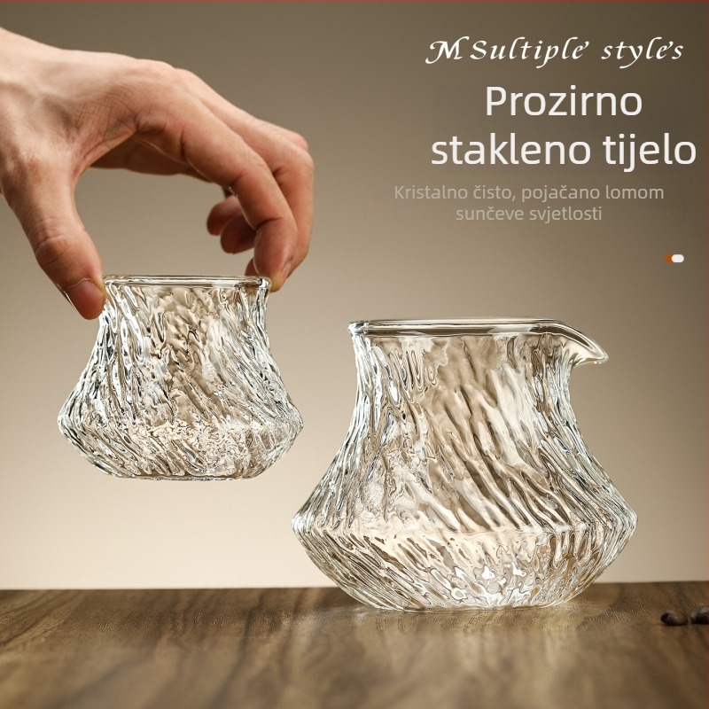 Ručna šalice za degustaciju kave od borosilikatnog stakla s ledenim uzorkom, karafa za dijeljenje i šalica za aromu, vrhunski dizajn