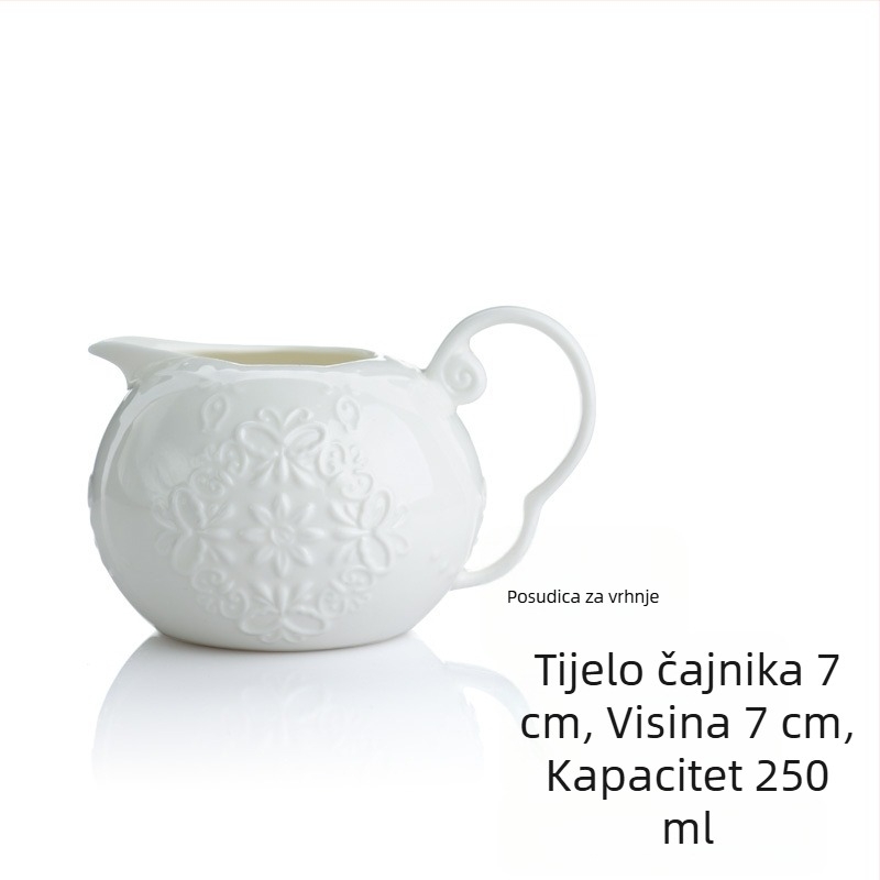 Set čajnika s motivom leptira, mlijeko i šećernica, porculan od kosti, bijeli porculan, europski čipkasti stil za poslijepodnevni čaj