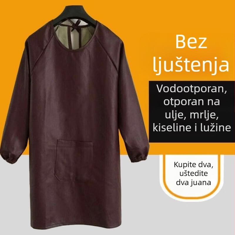 Unisex kožna pregača s dugim rukavima, otporna na prskanje i ulja, debela, dvostrani dizajn