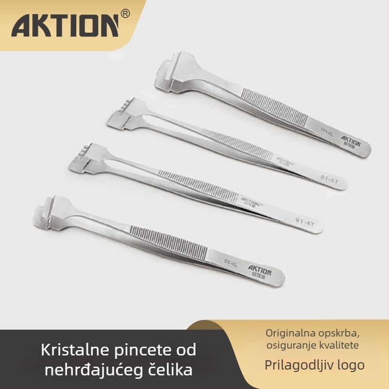 Anxinke Visoko precizne pincete za wafere od nehrđajućeg čelika, 91-6T302, niska magnetizacija, otporne na visoke temperature, antistatične za elektroniku