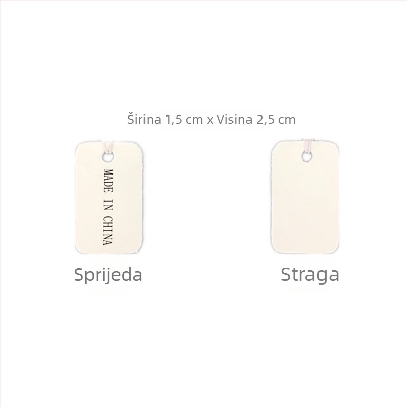 Bijela kartonska etiketa s elastičnim koncem za nakit