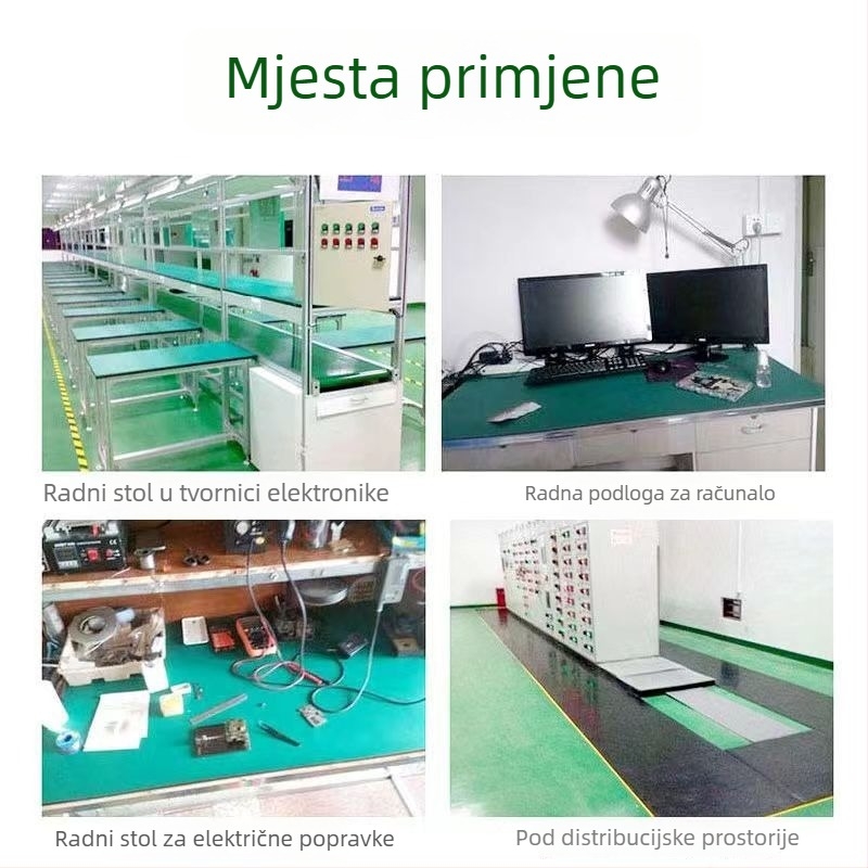 Zelena antistatička gumena podloga za stol, debela i otporna na visoke temperature, za popravke elektronike i laboratorijske potrebe
