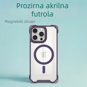 Akrilno dvostruko magnetsko kućište s narukvicom za četiri kuta za iPhone 16 Pro i 17 Pro Max