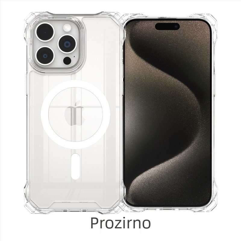 Akrilno dvostruko magnetsko kućište s narukvicom za četiri kuta za iPhone 16 Pro i 17 Pro Max