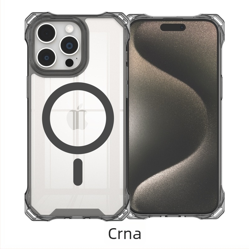 Akrilno dvostruko magnetsko kućište s narukvicom za četiri kuta za iPhone 16 Pro i 17 Pro Max
