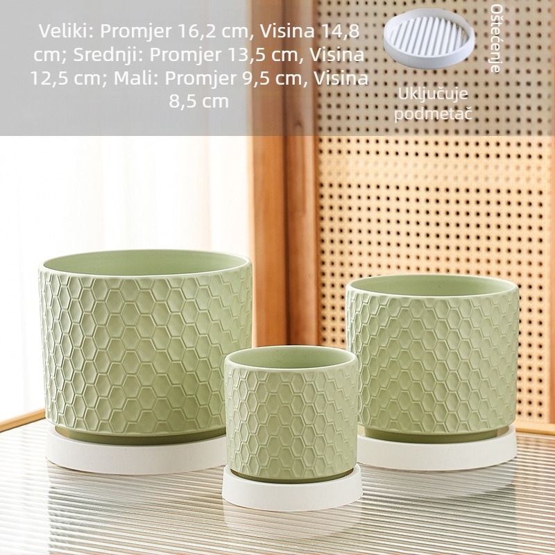Keramički lonac za cvijeće s pladnjem, za kućnu uporabu, prozračan, minimalistički dizajn, pogodan za Phalaenopsis orhideje i sukulente, kreativni veliki lonac
