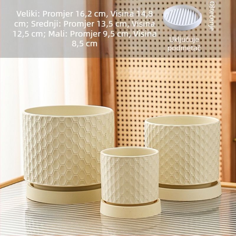 Keramički lonac za cvijeće s pladnjem, za kućnu uporabu, prozračan, minimalistički dizajn, pogodan za Phalaenopsis orhideje i sukulente, kreativni veliki lonac