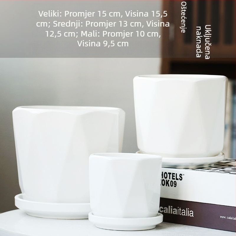 Keramički lonac za cvijeće s pladnjem, za kućnu uporabu, prozračan, minimalistički dizajn, pogodan za Phalaenopsis orhideje i sukulente, kreativni veliki lonac