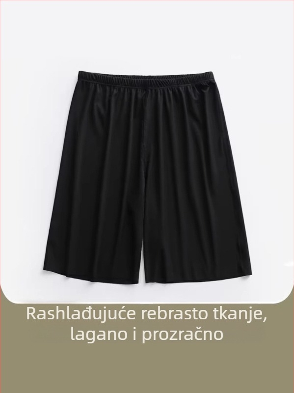Muške ljetne šorce ICE-SILK, lagane, brzo suše, elastične sportske šorceve za dom i spavanje, kapri dužine.