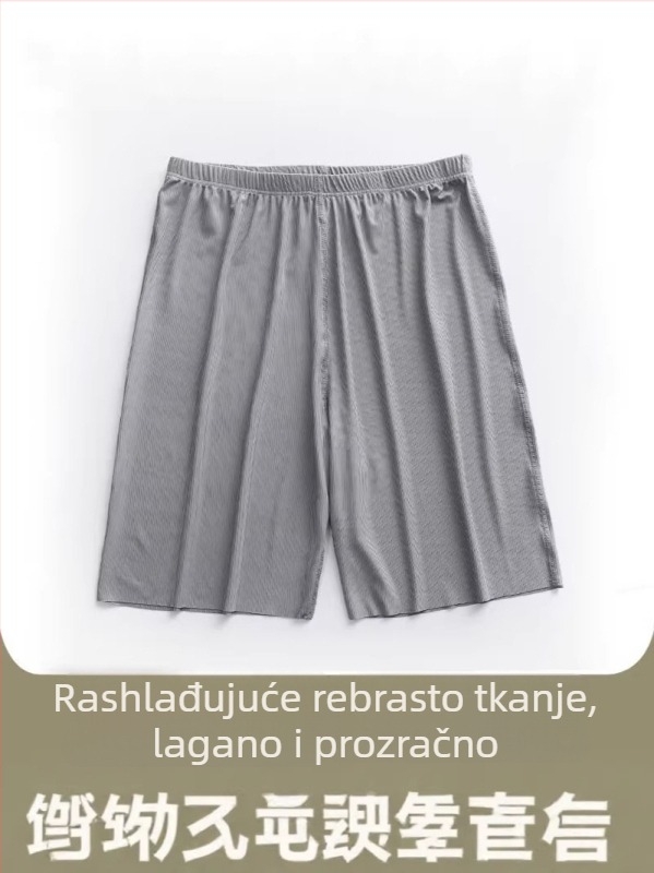 Muške ljetne šorce ICE-SILK, lagane, brzo suše, elastične sportske šorceve za dom i spavanje, kapri dužine.