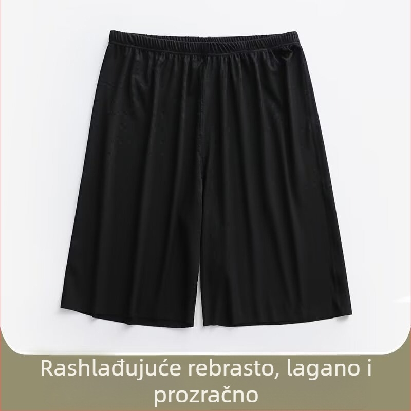 Muške ljetne šorce ICE-SILK, lagane, brzo suše, elastične sportske šorceve za dom i spavanje, kapri dužine.