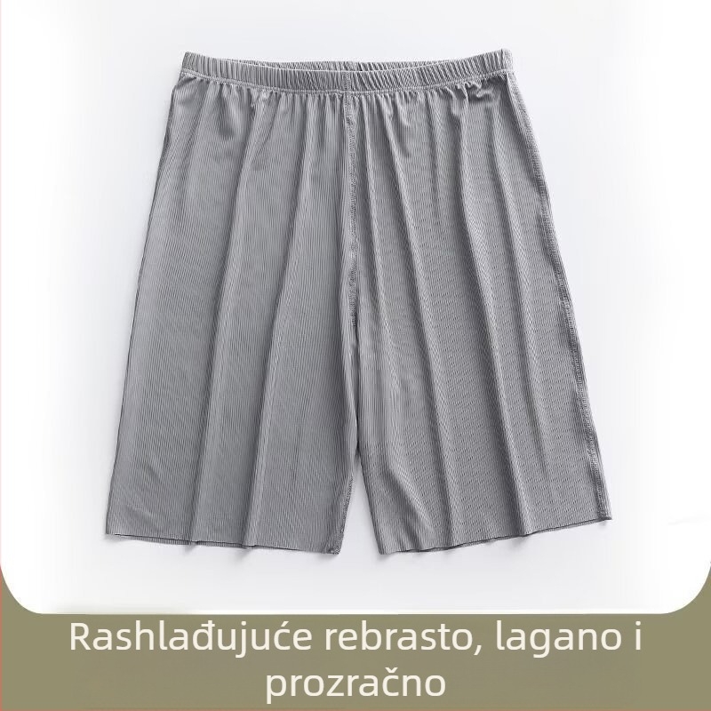 Muške ljetne šorce ICE-SILK, lagane, brzo suše, elastične sportske šorceve za dom i spavanje, kapri dužine.
