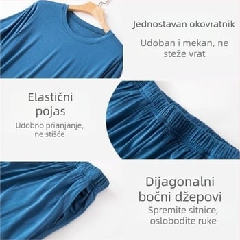 Modal muški pidžama set s okruglim izrezom za ljeto, jednobojan, velika veličina, opuštena linija, kratki rukavi, kratke hlače, dvodijelni set