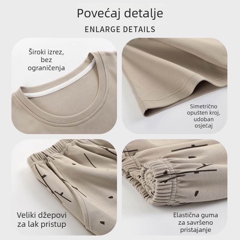 Casenland muški ljetni modalni pidžama set – kratki rukav i šorc, prozračan i udoban kućni outfit