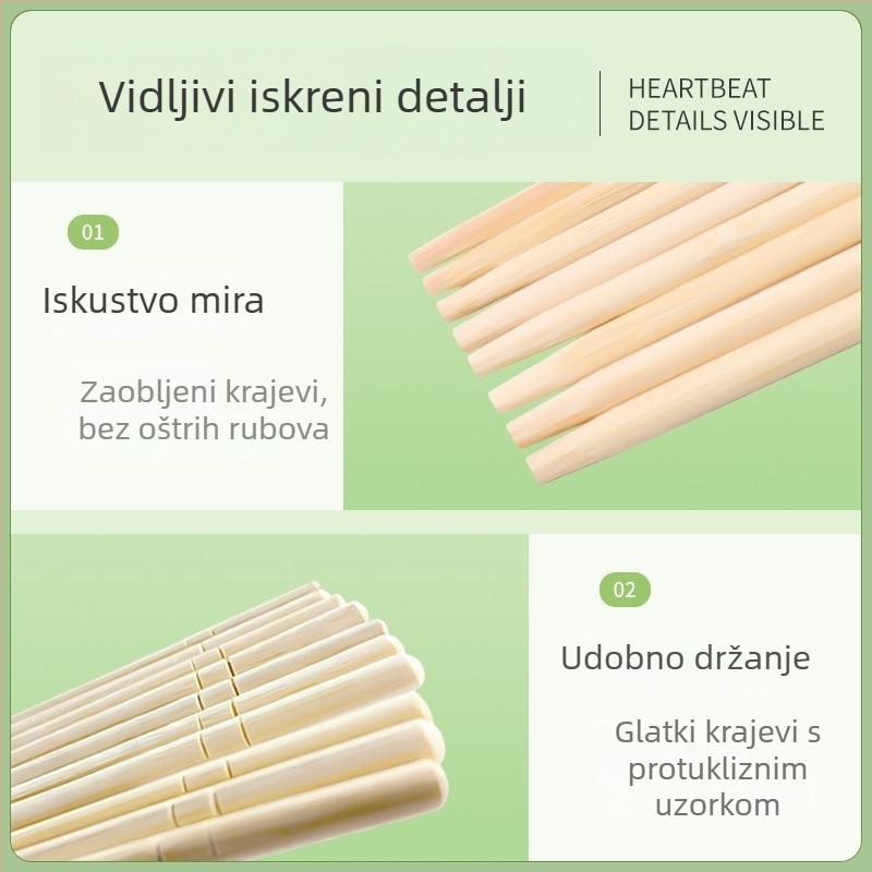 Jednokratni bambus štapići, okruglog oblika, 50 pari, za dostavu hrane, hoteli i restorani, kućna uporaba
