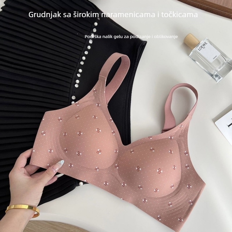 Bezšivna sportska grudnjica u nude boji, push-up, anti-sag, 3/4 košarica, široke naramenice, nježna podrška, plus veličina