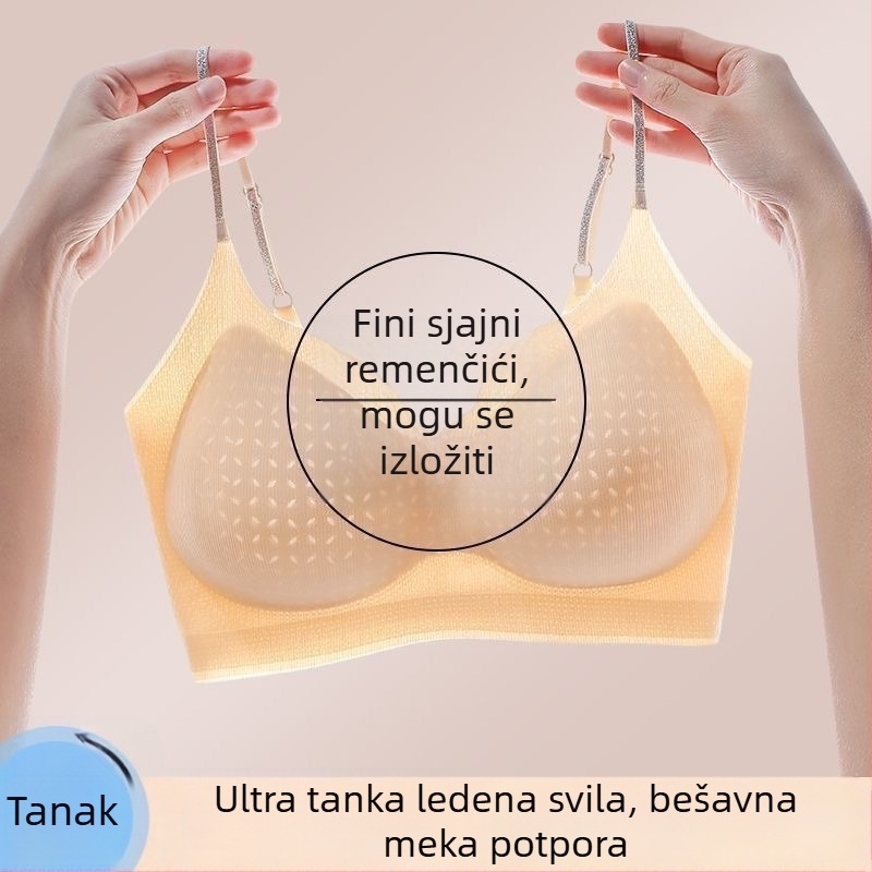 Grudnjak s blještavim naramenicama, bez šavova, mek podrška, oblikovanje i podizanje, sprječava opuštanje, lijep leđni dio
